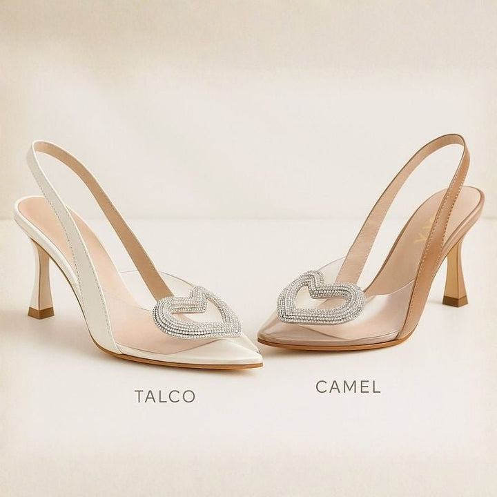 Sandalias de Tacon Cristal - Comodidad de Talco, Destello de Cristal - Big Happy