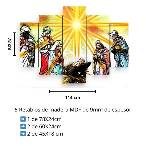 Cuadro Pesebre  de 5 piezas