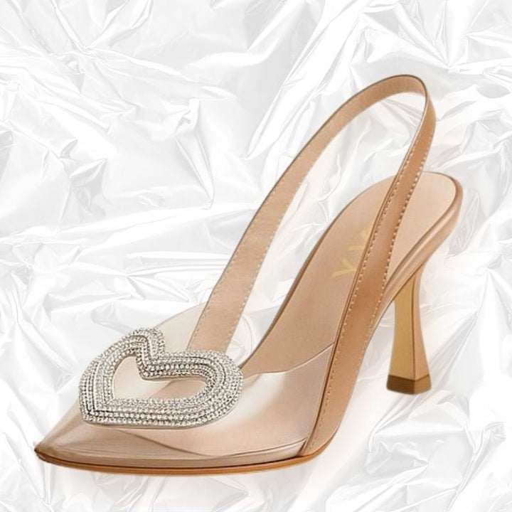 Sandalias de Tacon Cristal - Comodidad de Talco, Destello de Cristal - Big Happy