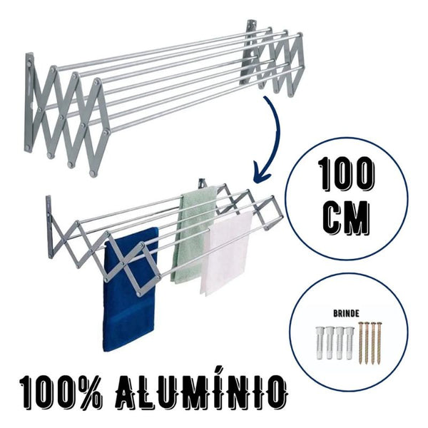 Tendedero retráctil de pared tipo acordeón de 100 cm