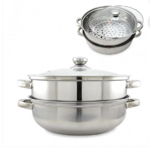 Vaporera en Acero Inoxidable con tapa de vidrio - Big Happy