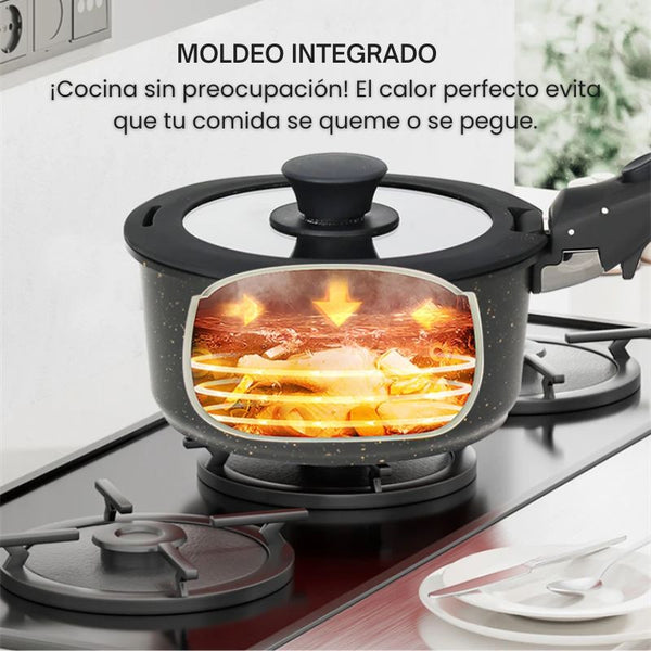 Kit de Sartenes con Revestimiento Cerámico Ultrarresistente y Mango Desmontable - CeramicPlus