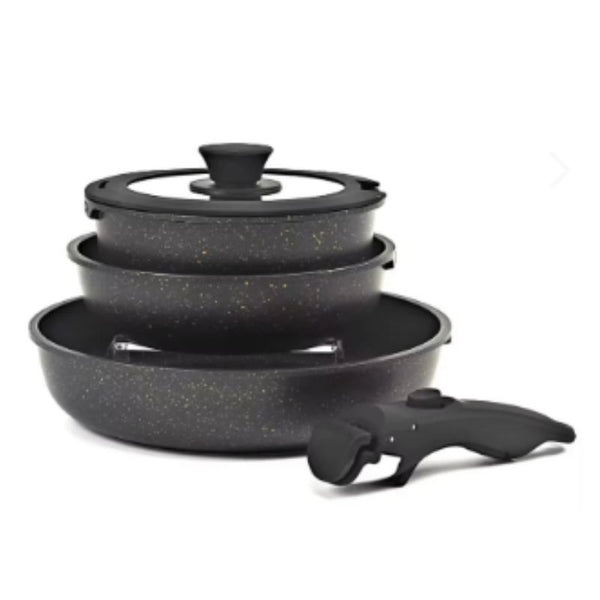 Kit de Sartenes con Revestimiento Cerámico Ultrarresistente y Mango Desmontable - CeramicPlus