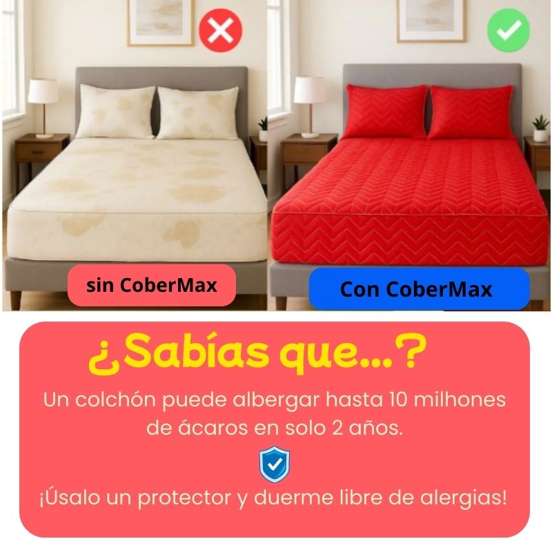 CoberMax™ Protector de Colchón Impermeable, HOY Tiene 2 Fundas de Regalo