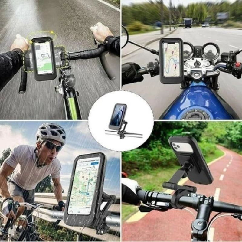 Soporte para Moto y Bicicleta - Todos los Celulares | Impermeable Articulado 360°