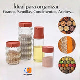 Set de 12 Especieros de Vidrio con Tapa Hermética | Organizadores de Cocina - Big Happy