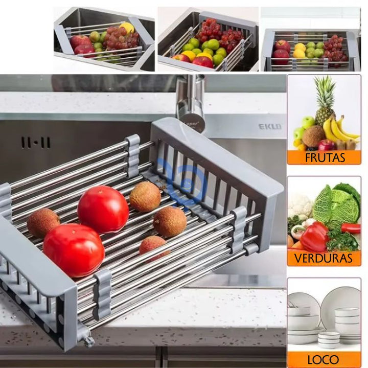 Escurridor de Fregadero Retráctil de Acero Inoxidable | Orden y Limpieza Sin Esfuerzo - Big Happy