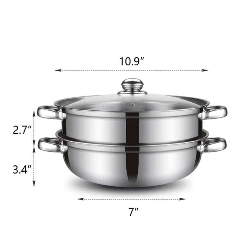 Vaporera en Acero Inoxidable con tapa de vidrio