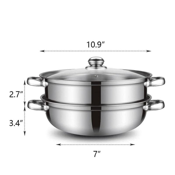 Vaporera en Acero Inoxidable con tapa de vidrio