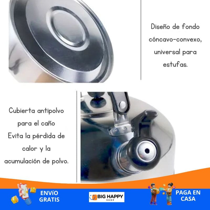 Tetera Acero Inoxidable Premium con Silbato - Big Happy