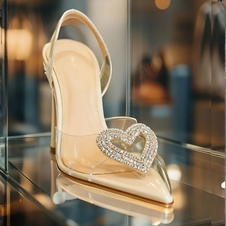 Sandalias de Tacon Cristal - Comodidad de Talco, Destello de Cristal - Big Happy