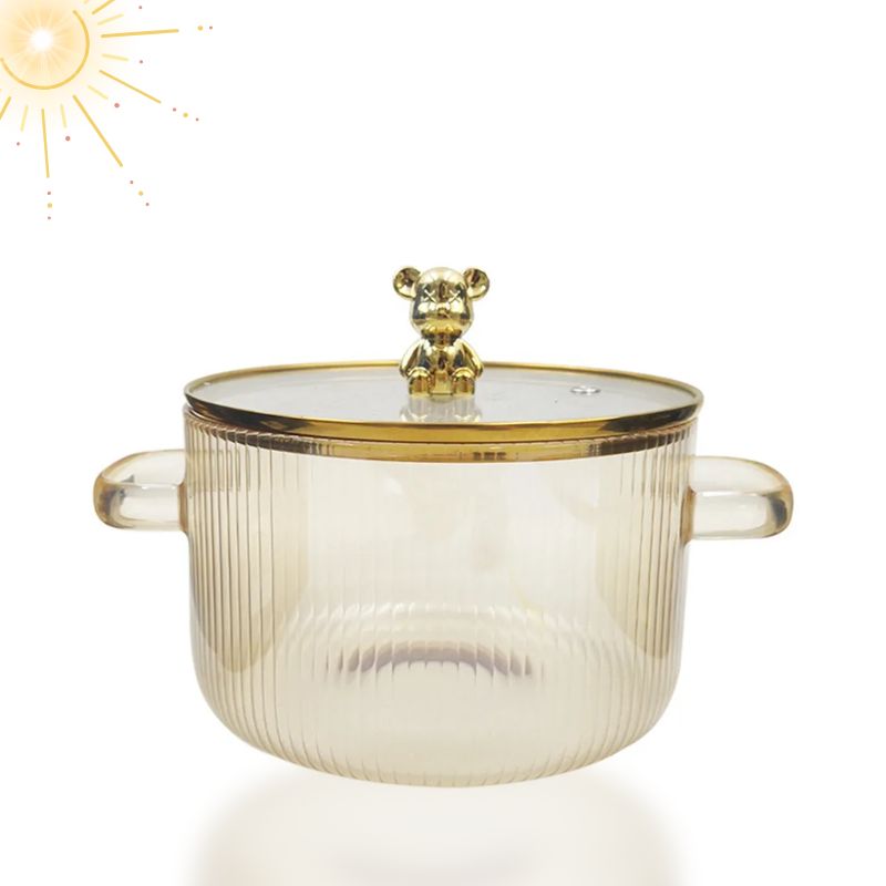 Olla de vidrio con tapa para cocinar caldo
