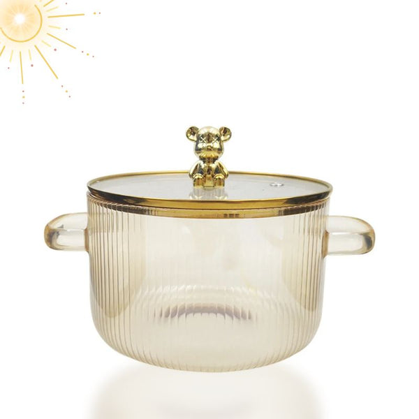 Olla de vidrio con tapa para cocinar caldo