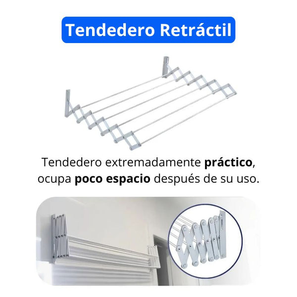 Tendedero retráctil de pared tipo acordeón de 100 cm