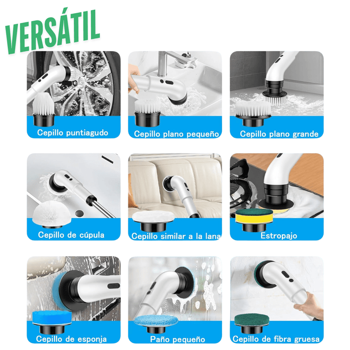 Cepillo de Limpieza Eléctrico | Cabezal Giratorio | 9 EN 1 - Big Happy