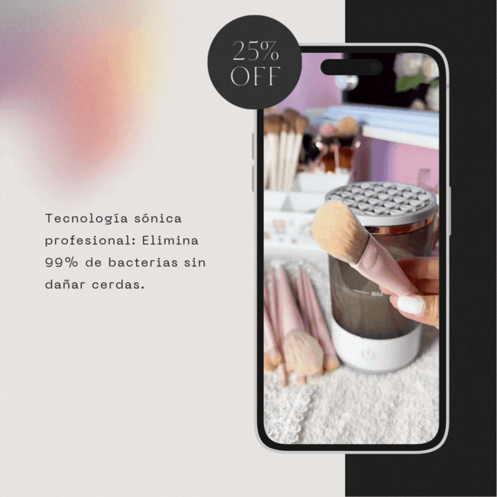 ✨ Lavadora Sónica de Pinceles Limpia 5 a la Vez | Mata Bacterias | Portátil