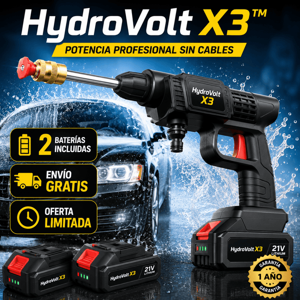 Hidrolavadora Inalámbrica HydroVolt X3™ | Limpia tu Carro en Minutos Sin Cables