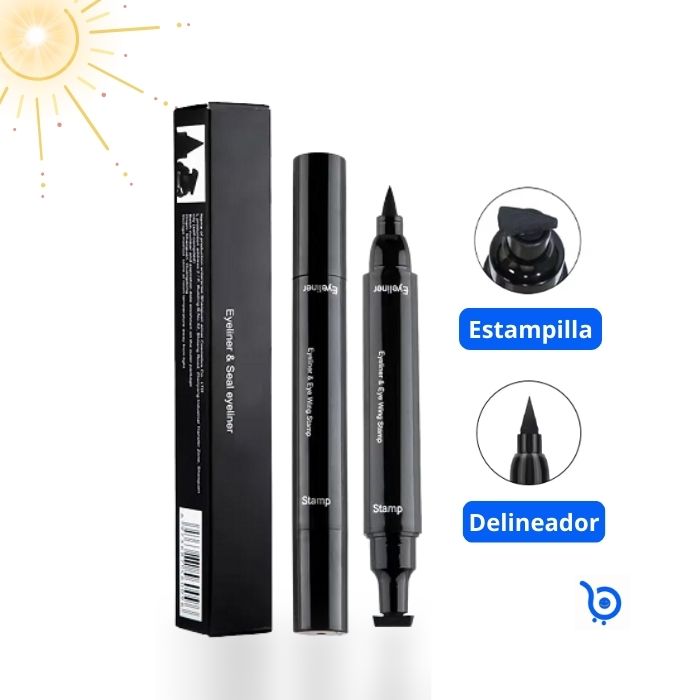 ¡Delineador de Alas Perfectas! 2-en-1 con Sello Guía a prueba de agua, secado rápido.