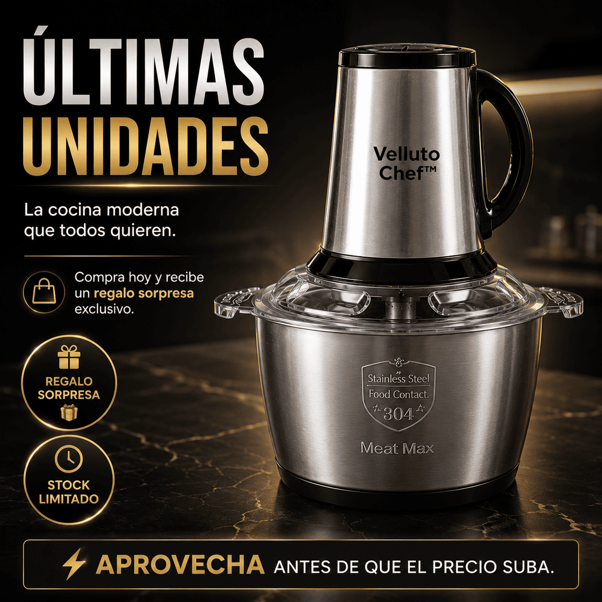 Picador De Alimentos Moedor De Carne Mixer | Velutto chef - Hoy con Regalo Sorpresa