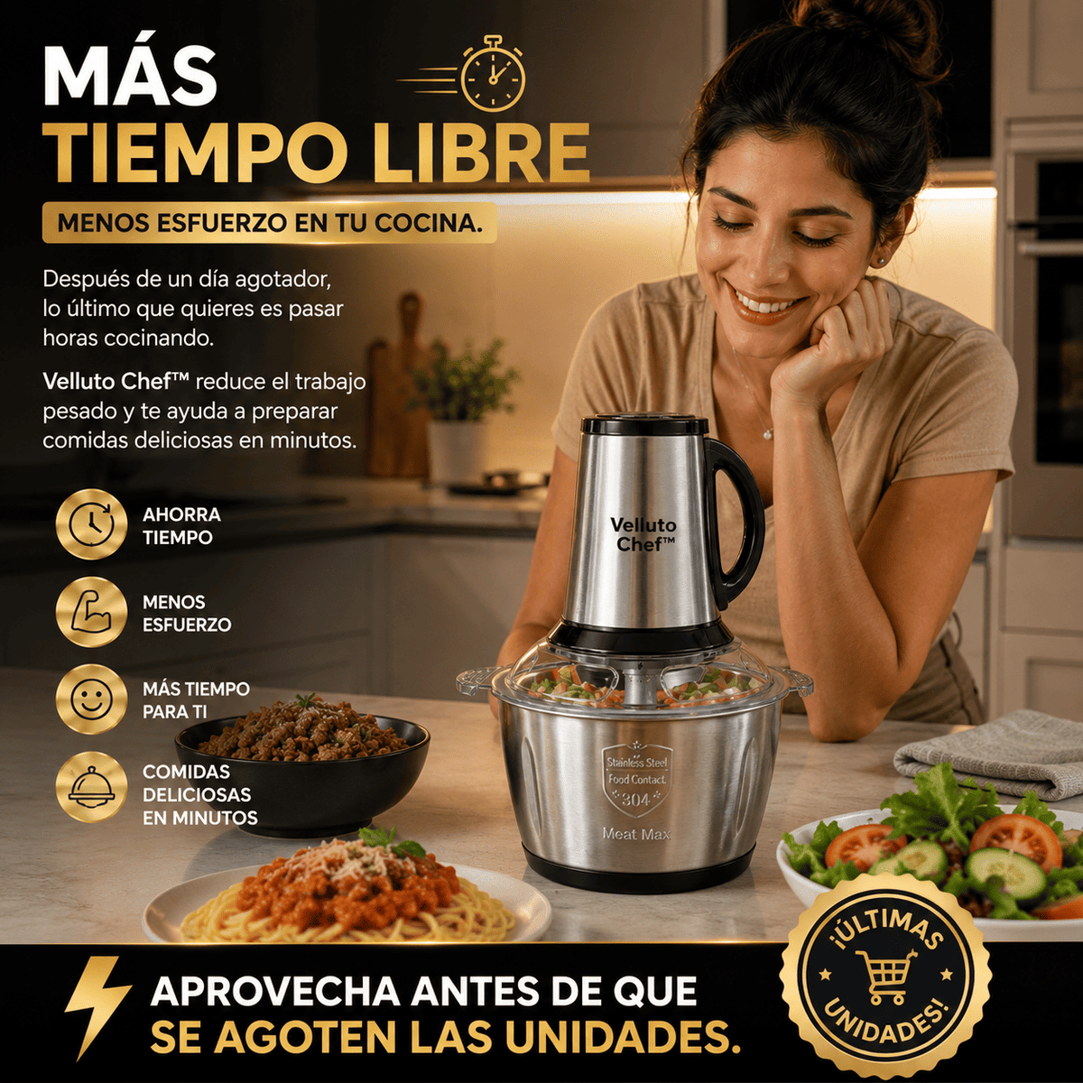 Picador De Alimentos Moedor De Carne Mixer | Velutto chef - Hoy con Regalo Sorpresa