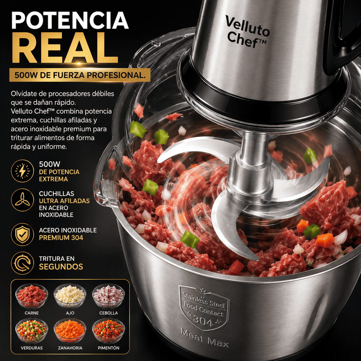 Picador De Alimentos Moedor De Carne Mixer | Velutto chef - Hoy con Regalo Sorpresa