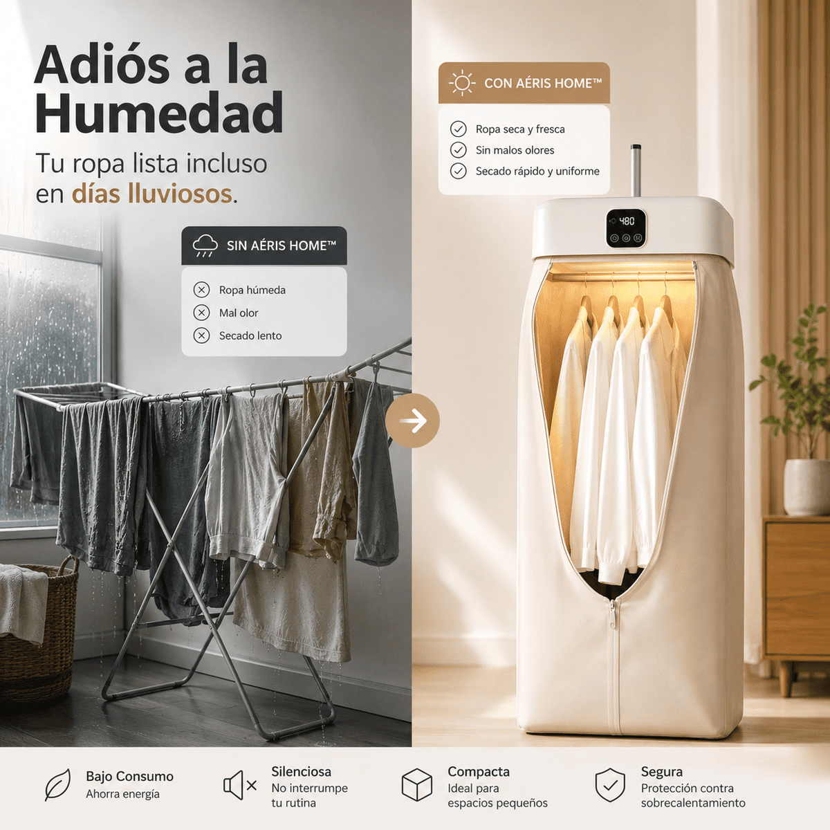 Secadora de Ropa Eletrica Aéris Home™ | Seca tu ropa sin depender del clima