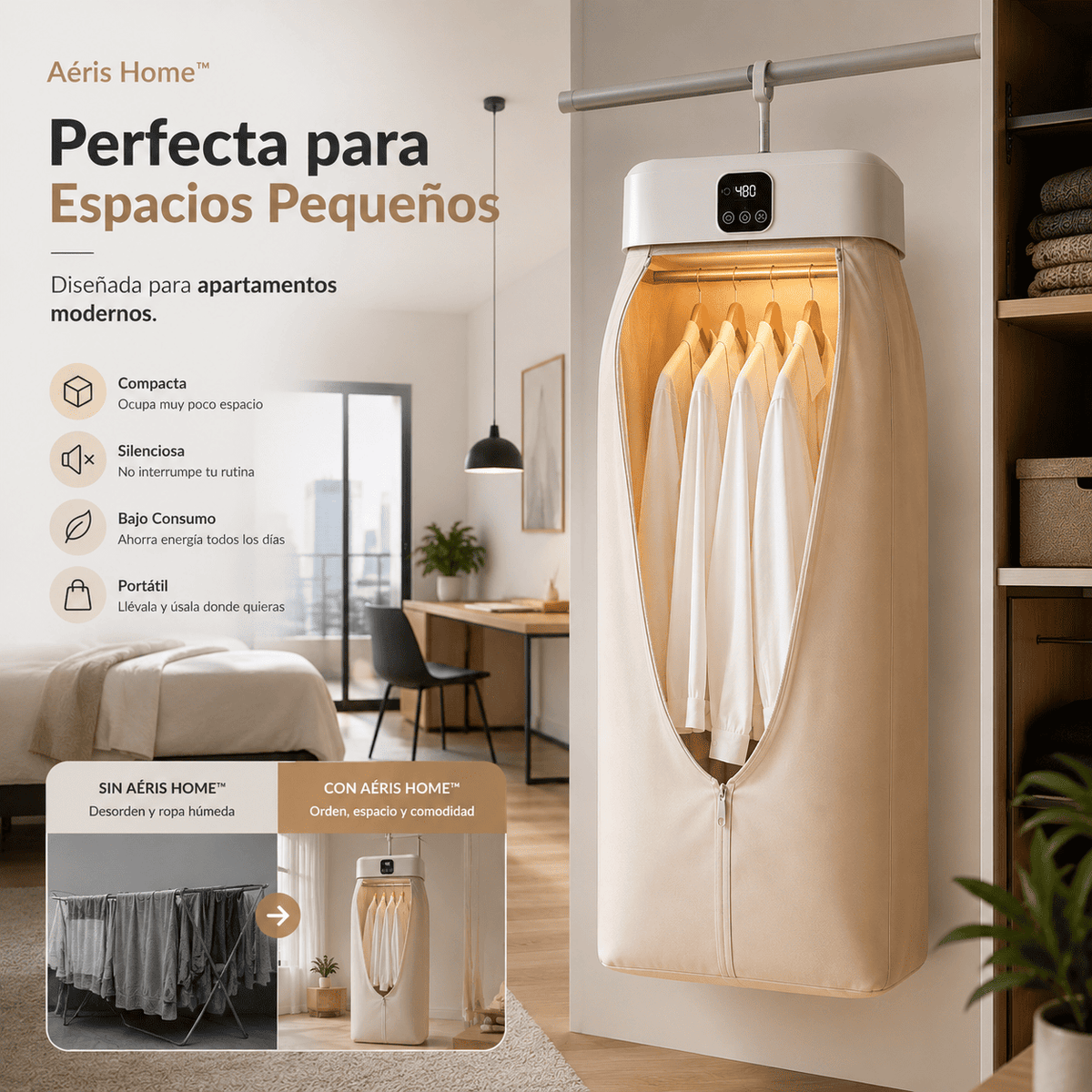 Secadora de Ropa Eletrica Aéris Home™ | Seca tu ropa sin depender del clima