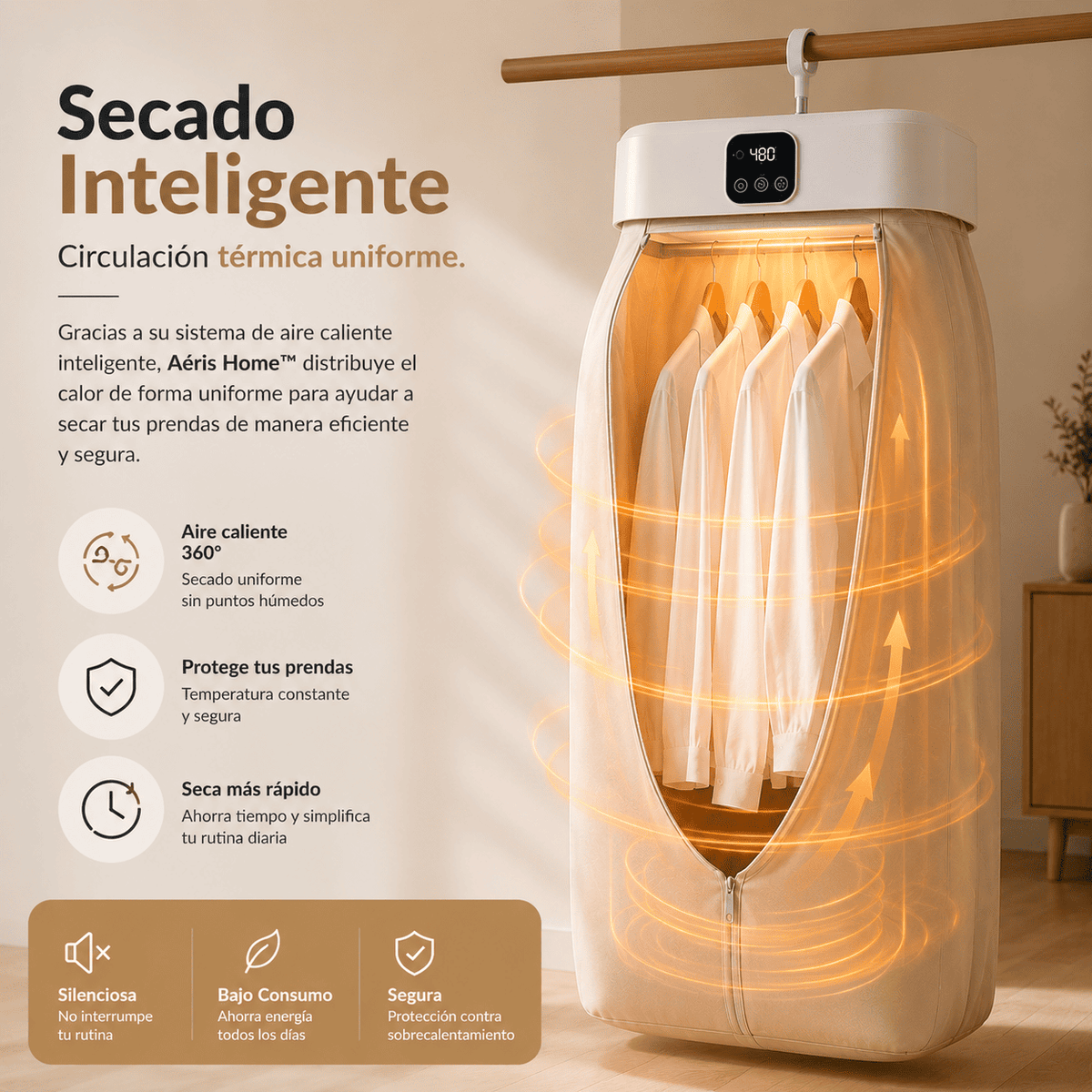 Secadora de Ropa Eletrica Aéris Home™ | Seca tu ropa sin depender del clima