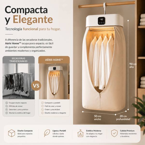 Secadora de Ropa Eletrica Aéris Home™ | Seca tu ropa sin depender del clima