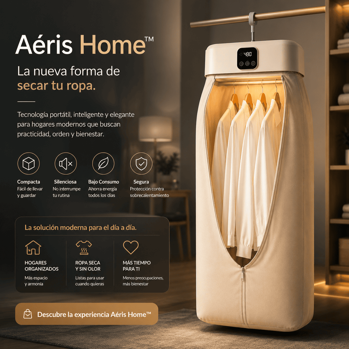Secadora de Ropa Eletrica Aéris Home™ | Seca tu ropa sin depender del clima