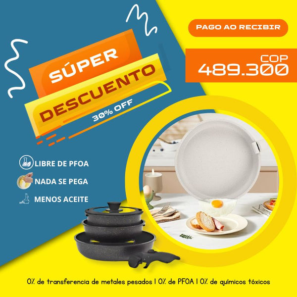 Kit de Sartenes con Revestimiento Cerámico Ultrarresistente y Mango Desmontable - CeramicPlus