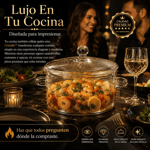 Olla de vidrio con tapa para cocinar caldo