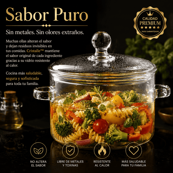 Olla de vidrio con tapa para cocinar caldo