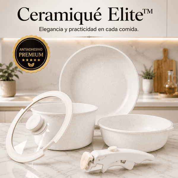 Kit de Sartenes con Revestimiento Cerámico y Mango Desmontable - CeramicPlus