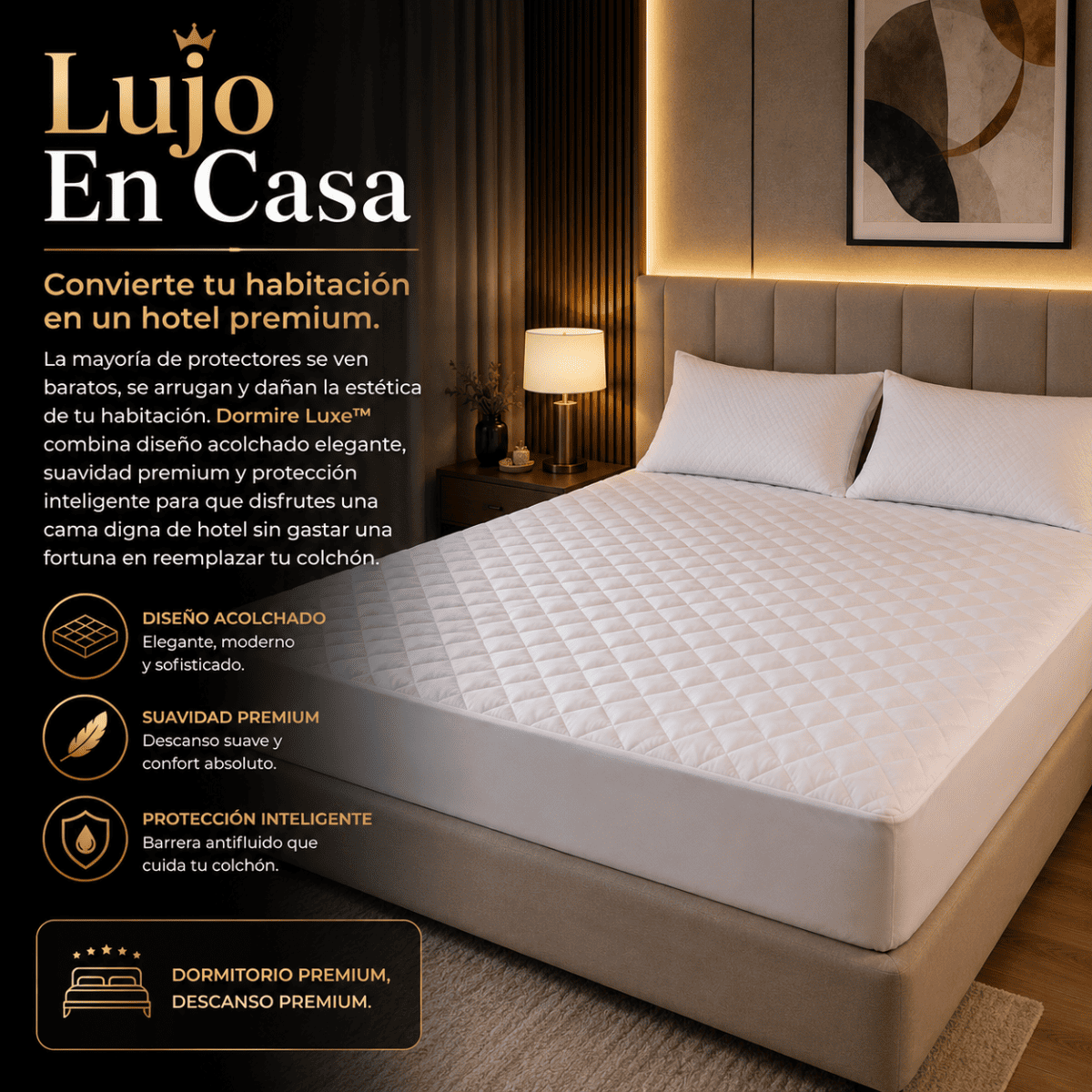Protector de colchón antifluido | Suavidad, Ajuste Perfecto y Protección Total - Dormire Luxe™