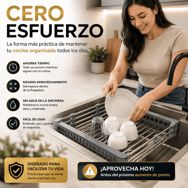 Escurridor de Platos y Frutas Retráctil de Acero Inoxidable | Orsenza