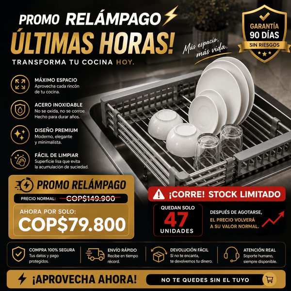 Escurridor de Platos y Frutas Retráctil de Acero Inoxidable | Orsenza
