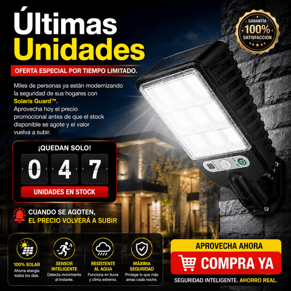 Lámpara Solar con Sensor de Movimiento y Resistencia al Agua - Solares Guard® -