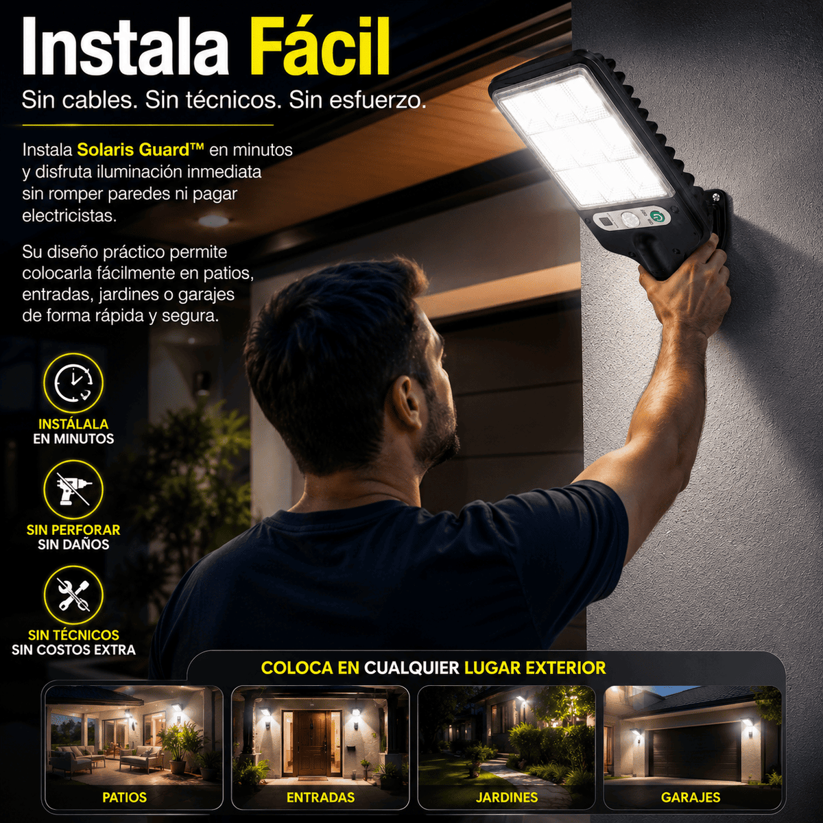 Lámpara Solar con Sensor de Movimiento y Resistencia al Agua - Solares Guard® -