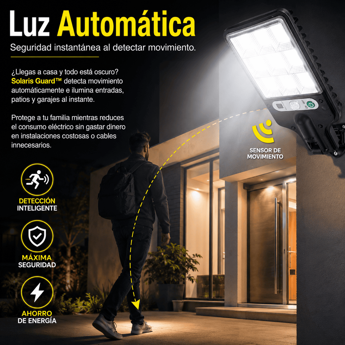 Lámpara Solar con Sensor de Movimiento y Resistencia al Agua - Solares Guard® -