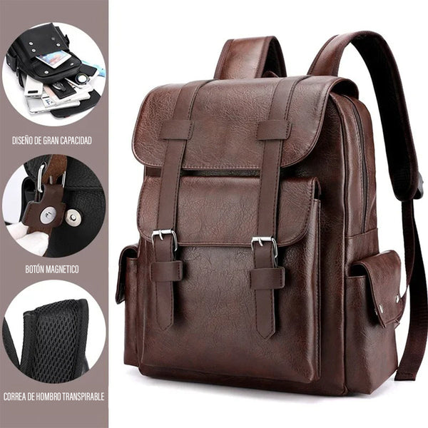 NomadPac Mochila de Cuero Impermeable Retro