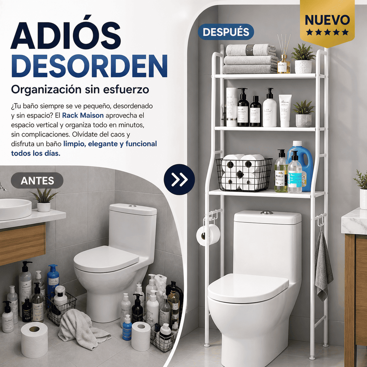 Estante para Baño Sobre Inodoro Rack Maison | Organizador Vertical Resistente y Fácil de Armar
