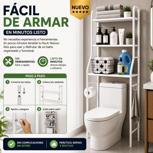 Estante para Baño Sobre Inodoro Rack Maison | Organizador Vertical Resistente y Fácil de Armar
