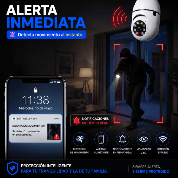 Protege tu Hogar con Sentinelle™ 360 | Cámara Inteligente WiFi con Cobertura 360°