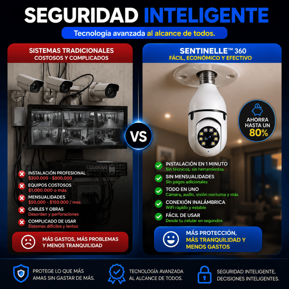 Protege tu Hogar con Sentinelle™ 360 | Cámara Inteligente WiFi con Cobertura 360°