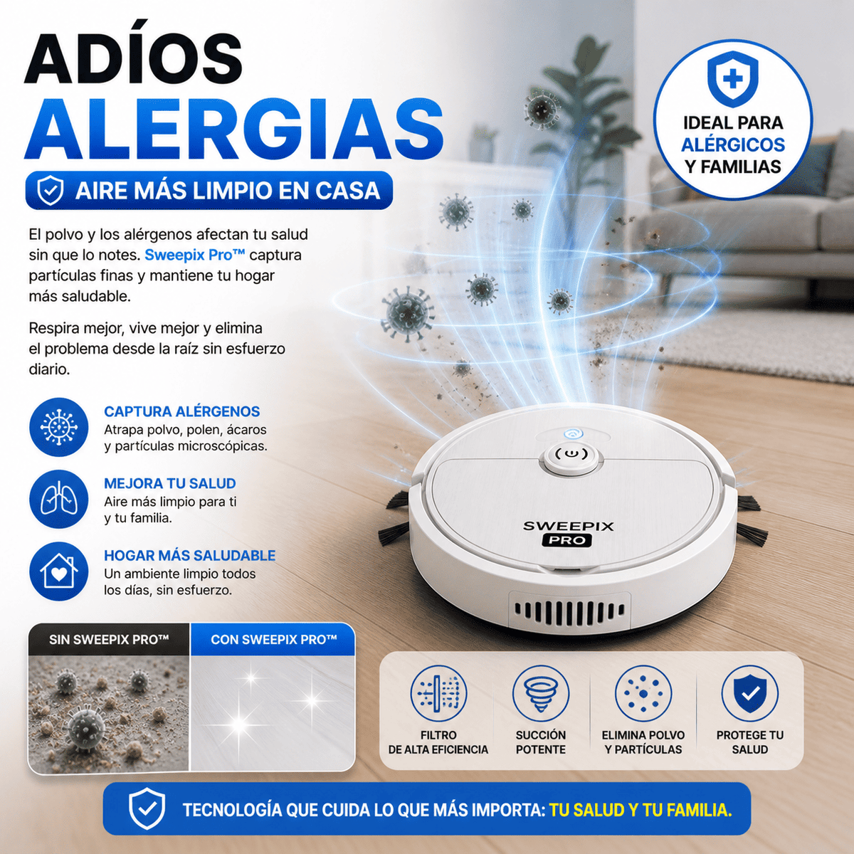 Aspiradora Inteligente Automática Robot Sin Esfuerzo | Sweepix Pro™