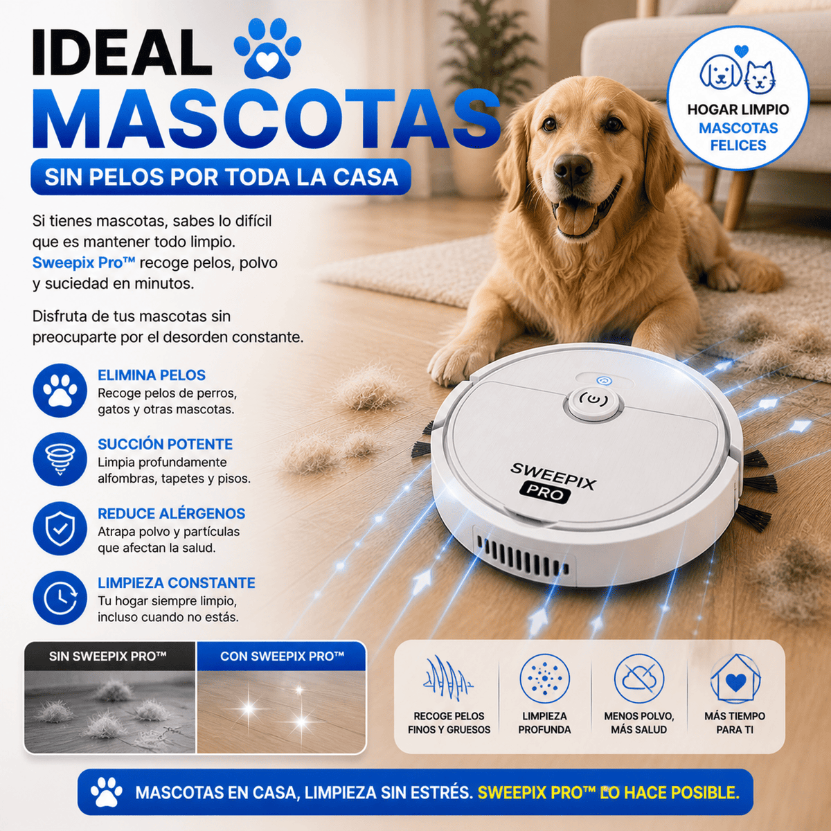 Aspiradora Inteligente Automática Robot Sin Esfuerzo | Sweepix Pro™