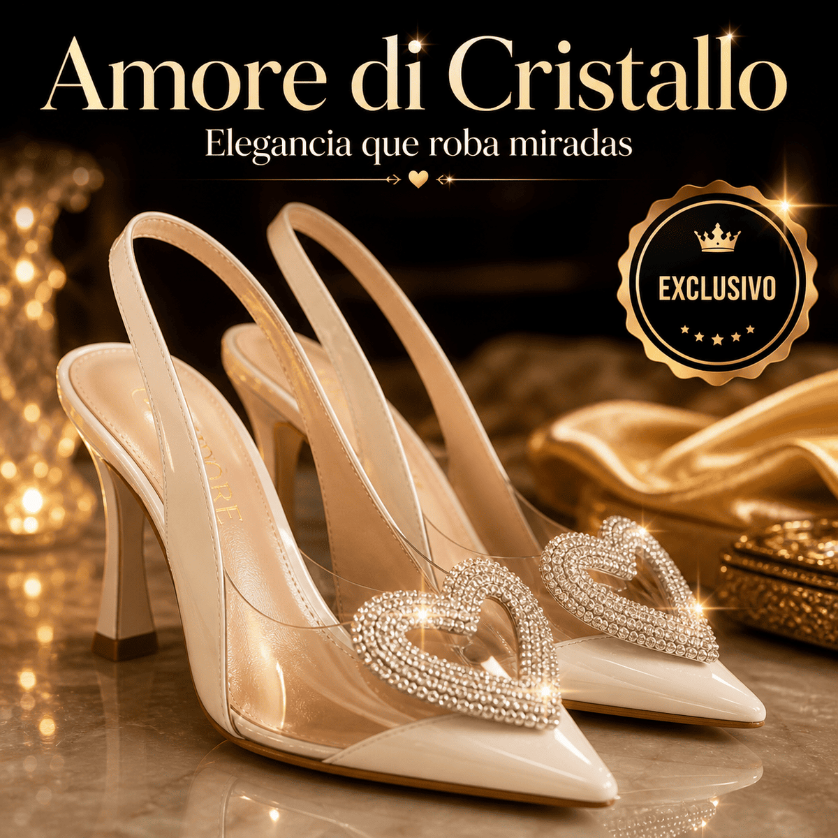 Sandalias de Tacon Cristal - Comodidad de Talco, Destello de Cristal