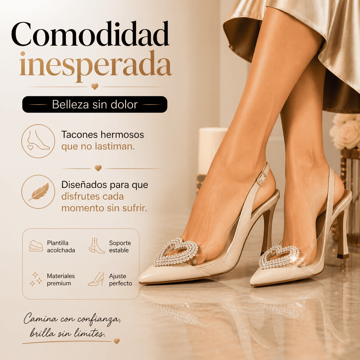 Sandalias de Tacon Cristal - Comodidad de Talco, Destello de Cristal
