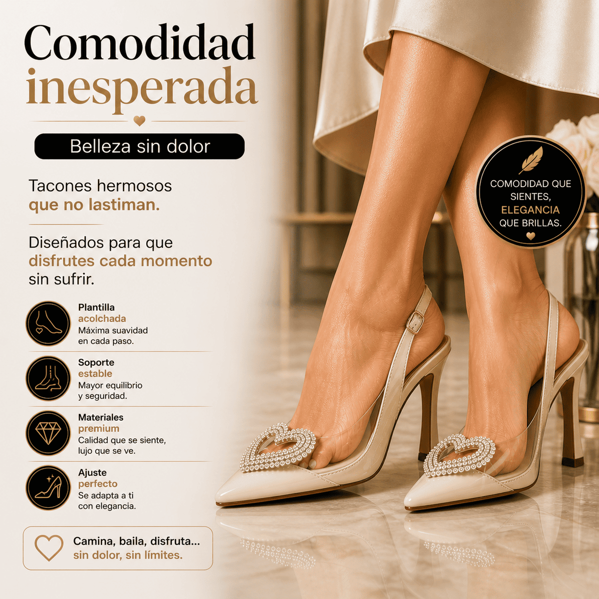 Sandalias de Tacon Cristal - Comodidad de Talco, Destello de Cristal